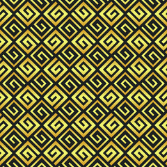 Abstract geometric gold seamless pattern on a black background. Golden geometric illustration.