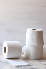 White toilet tissue,paper on a white background