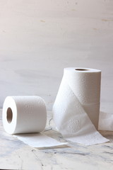 White toilet tissue,paper on a white background