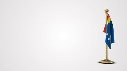 Durham North Carolina realistic 3D flag illustration on golden flagpole.