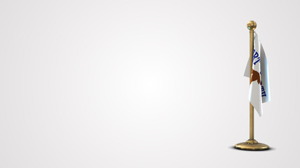 Fort Worth Texas realistic 3D flag illustration on golden flagpole.