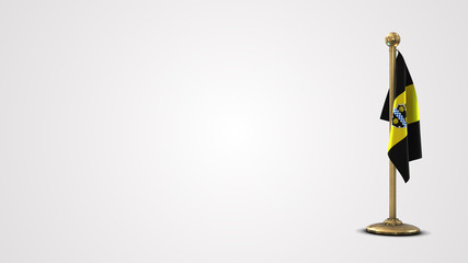 Pittsburgh Pennsylvania realistic 3D flag illustration on golden flagpole.