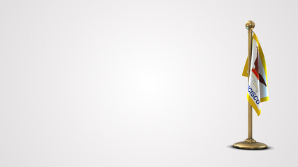 San Francisco realistic 3D flag illustration on golden flagpole.