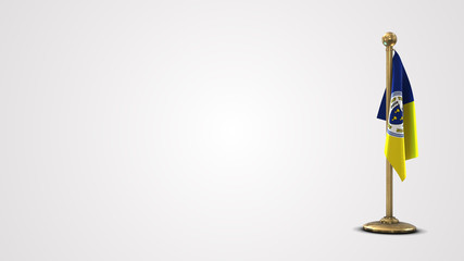 Trenton New Jersey realistic 3D flag illustration on golden flagpole.