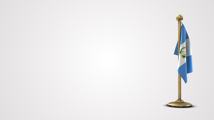 Guatemala realistic 3D flag illustration on golden flagpole.