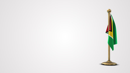 Guyana realistic 3D flag illustration on golden flagpole.