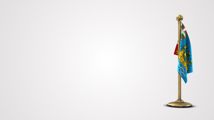 Saint-Pierre And Miquelon realistic 3D flag illustration on golden flagpole.