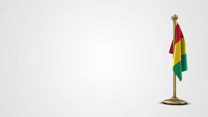 Guinea realistic 3D flag illustration on golden flagpole.