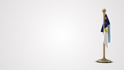 Azores realistic 3D flag illustration on golden flagpole.