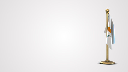 Cyprus realistic 3D flag illustration on golden flagpole.