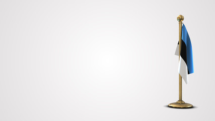 Estonia realistic 3D flag illustration on golden flagpole.