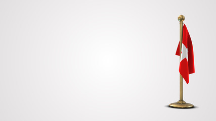 Switzerland realistic 3D flag illustration on golden flagpole.