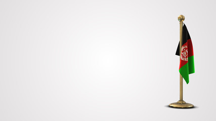 Afghanistan realistic 3D flag illustration on golden flagpole.