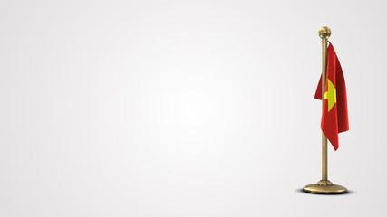 Vietnam realistic 3D flag illustration on golden flagpole.