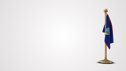 Guam realistic 3D flag illustration on golden flagpole.