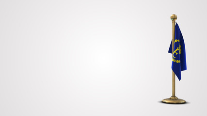 Eiir realistic 3D flag illustration on golden flagpole.