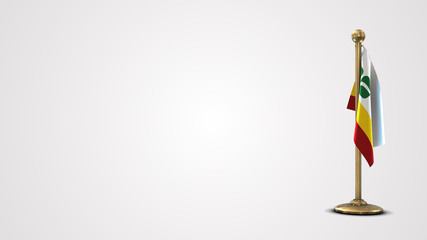 Franco-Manitobains realistic 3D flag illustration on golden flagpole.