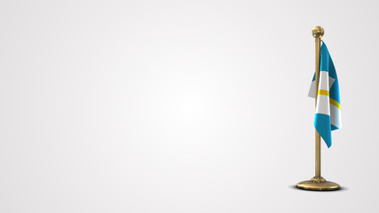 Franco-Yukonnais realistic 3D flag illustration on golden flagpole.