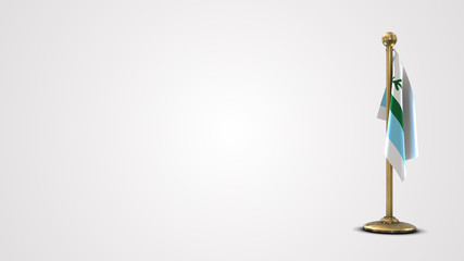 Labrador realistic 3D flag illustration on golden flagpole.