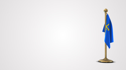 Asturias realistic 3D flag illustration on golden flagpole.