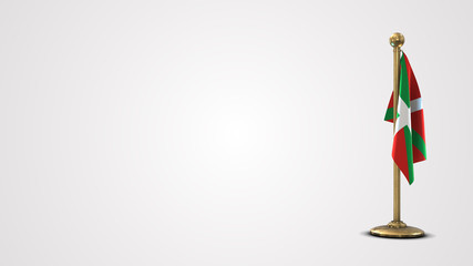 Basque Country realistic 3D flag illustration on golden flagpole.