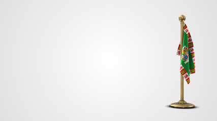 Cadiz realistic 3D flag illustration on golden flagpole.