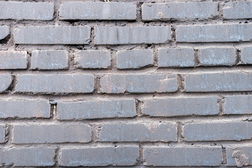 Background of an old, dirty, white brick wall with peeling plaster, painted walls, texture