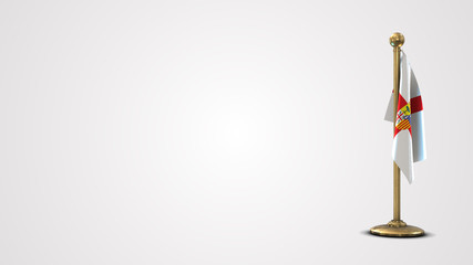 Zaragoza realistic 3D flag illustration on golden flagpole.