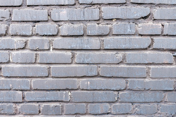 Background of an old, dirty, white brick wall with peeling plaster, painted walls, texture