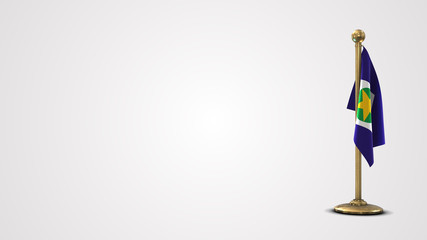 Mato Grosso realistic 3D flag illustration on golden flagpole.