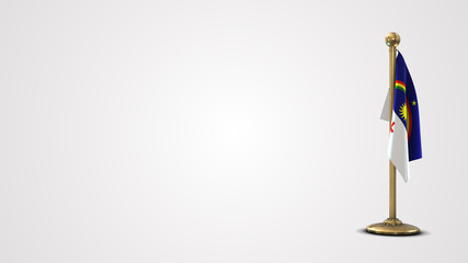 Pernambuco realistic 3D flag illustration on golden flagpole.