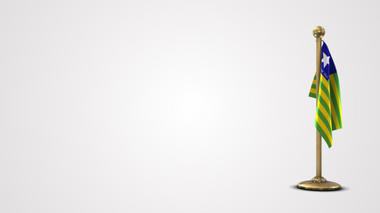 Piaui realistic 3D flag illustration on golden flagpole.