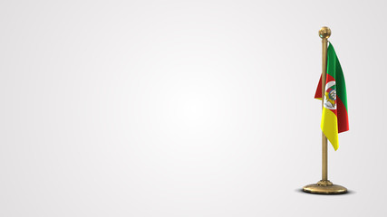 Rio Grande Do Sul realistic 3D flag illustration on golden flagpole.