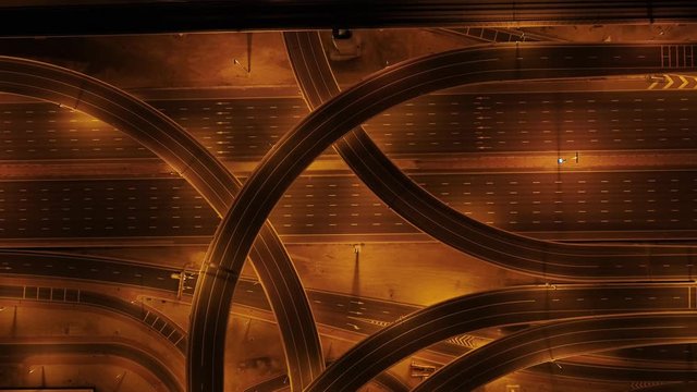 Aerial view above of empty highway due to the coronavirus, Dubai.