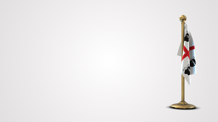 Sardinia realistic 3D flag illustration on golden flagpole.