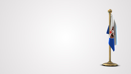 Trentino-South Tyrol realistic 3D flag illustration on golden flagpole.