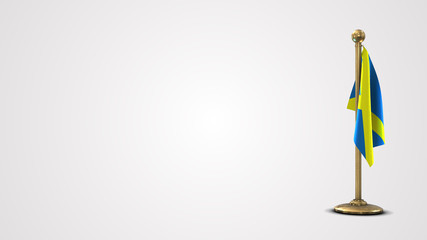 Saint Alban Cross realistic 3D flag illustration on golden flagpole.