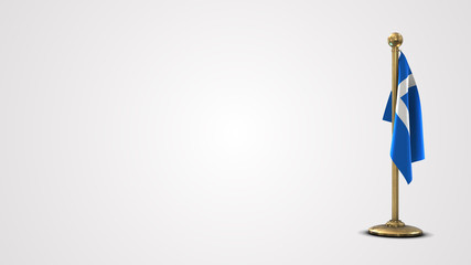 Shetland realistic 3D flag illustration on golden flagpole.