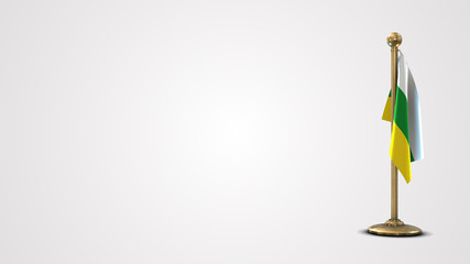 Zamora Chinchipe Ecuador realistic 3D flag illustration on golden flagpole.