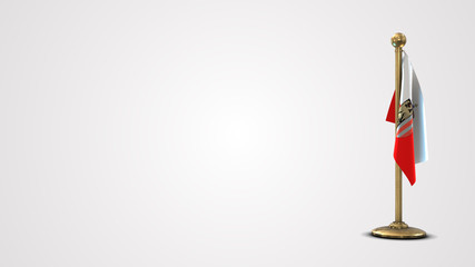 Upper Austria realistic 3D flag illustration on golden flagpole.