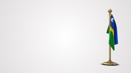 Flevoland realistic 3D flag illustration on golden flagpole.