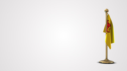 South Holland realistic 3D flag illustration on golden flagpole.