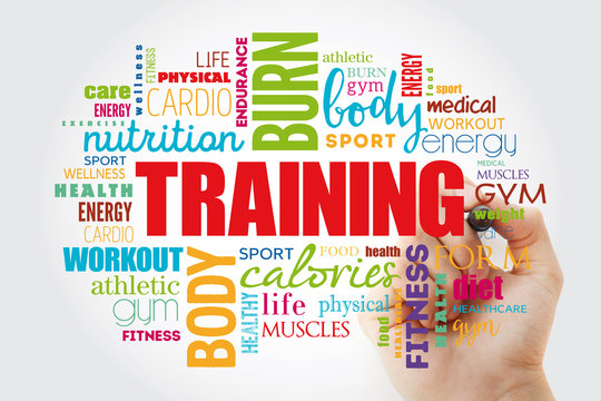 TRAINING word cloud, fitness, sport concept background