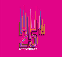 25th Years Anniversary Celebration Typography Vector Design.
