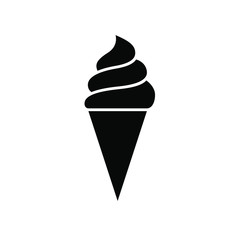 Black filled ice cream in a cone icon. Vector stock sign isolated on a white background