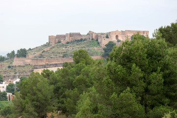 Fototapeta na wymiar Panoramic view of the beautiful Sagunto old medieval castle in Spain