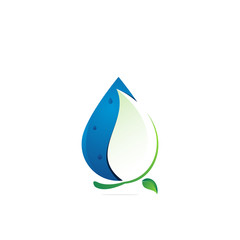 water and leaf logo design template