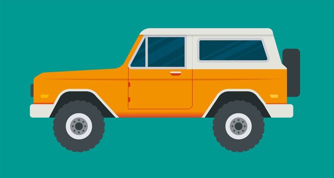 Classic Compact SUV. Retro 1970's Sport Utility Vehicle.  Vector Illustration.