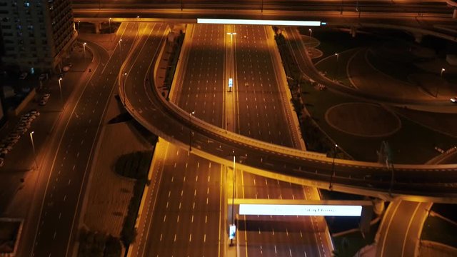 Aerial view of empty streets in Dubai, United Arab Emirates