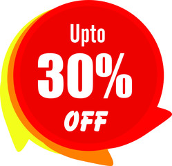 Up to 30% off. Red discount label